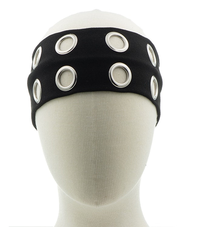 Haarband grote studs zwart op een model hoofd