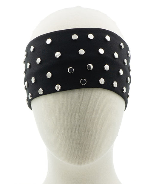 Haarband kleine studs zwart op een model hoofd