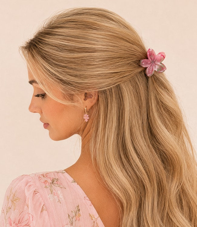 Model haarklem sterbloem mini marmerlook multicolor