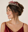 Tiara goudkleurig rode roosjes