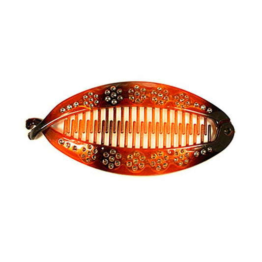 Bananenklem bruin/oranje strass steentjes