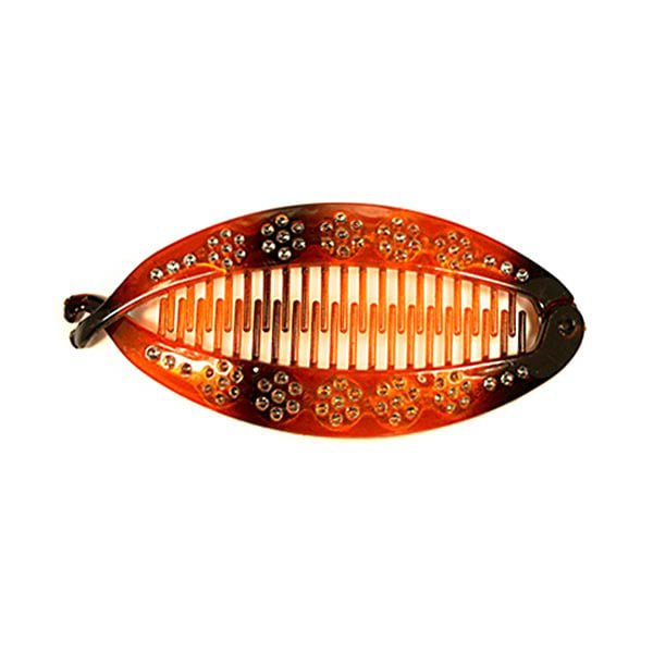 Bananenklem bruin/oranje strass steentjes