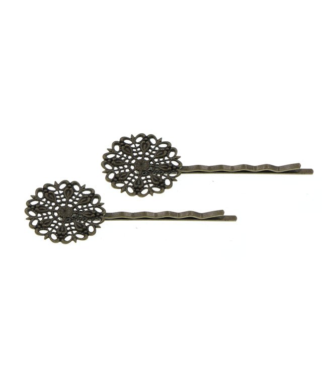Bronskleurige haarschuifjes met ornament