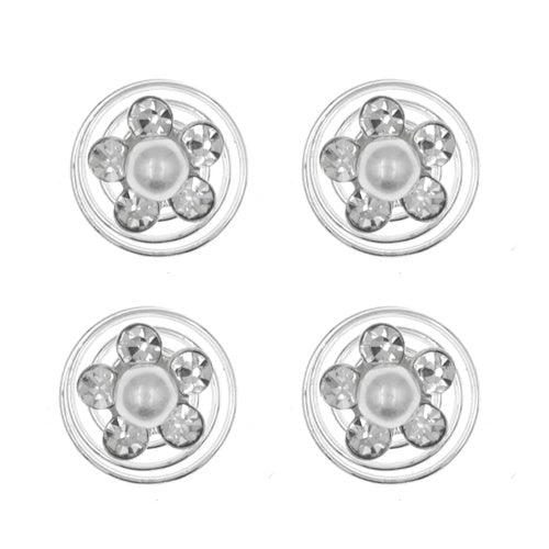 Curlies bloem parel en strass steentjes 4 stuks
