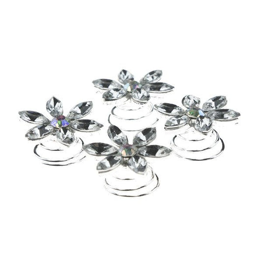 Curlies bloem strass transparant 4 stuks