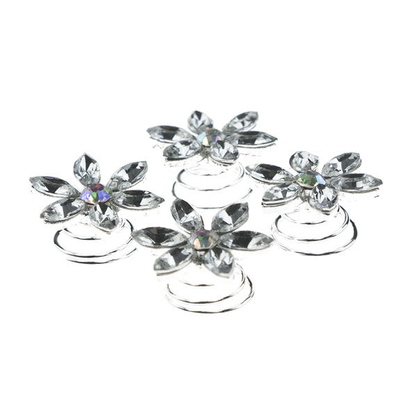 Curlies bloem strass transparant 4 stuks
