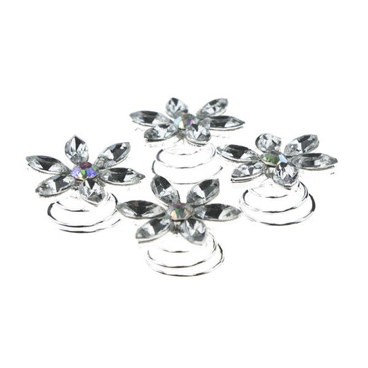 Curlies bloem strass transparant 4 stuks