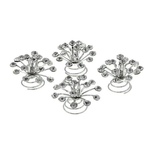 Curlies kristal bloem zilverkleurig 4 stuks