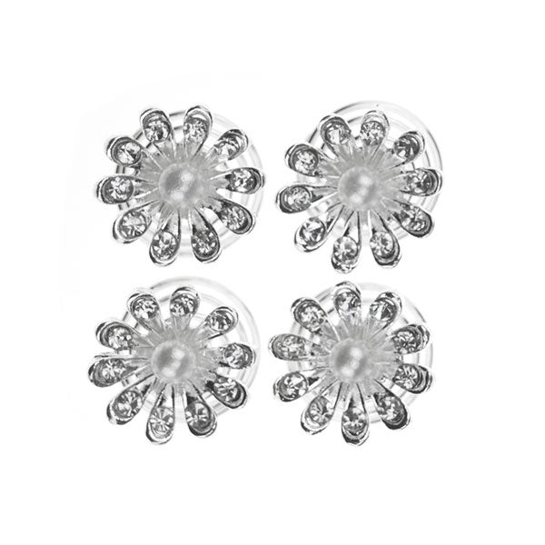 Curlies madeliefje met strass parel 4 stuks