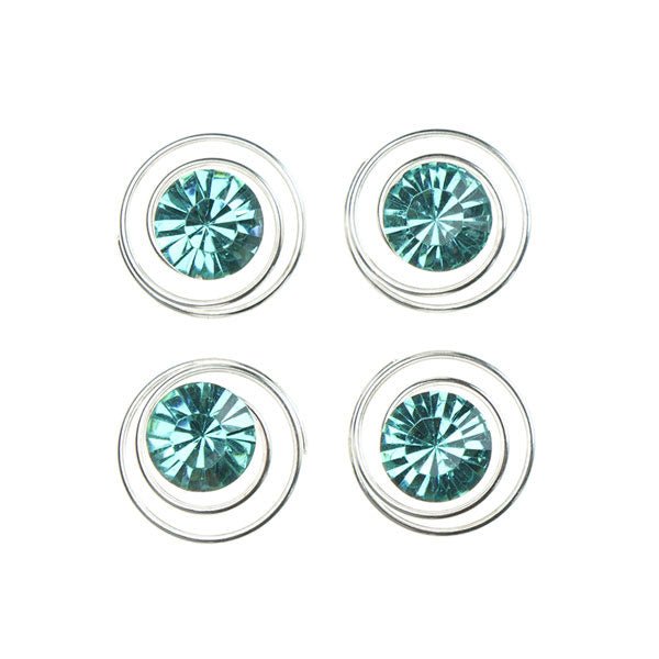 Curlies met facetsteen in de kleur blauw 4 stuks