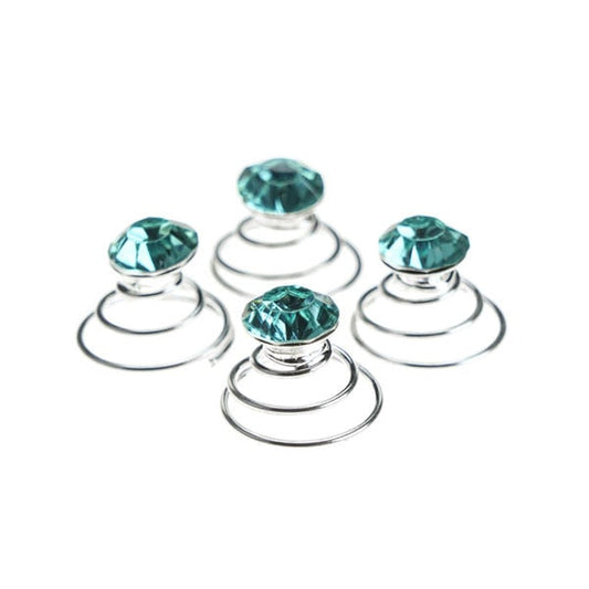 Curlies met facetsteen in de kleur blauw 4 stuks