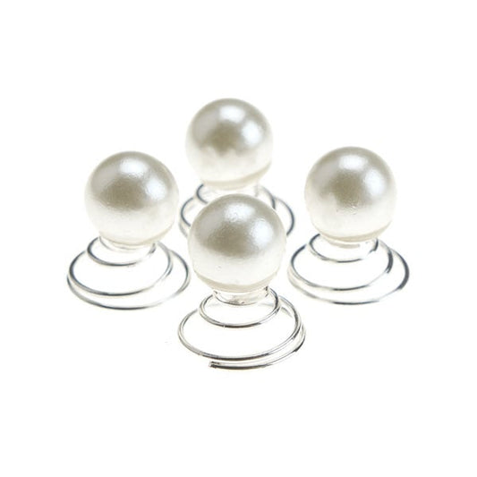 Curlies met kleine parel creme 4 stuks