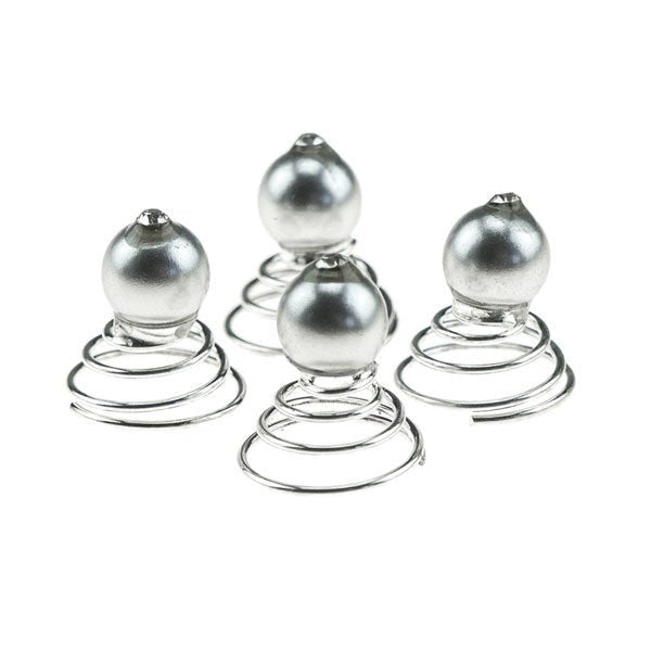 Curlies met parel zilverkleurig facet 4 stuks
