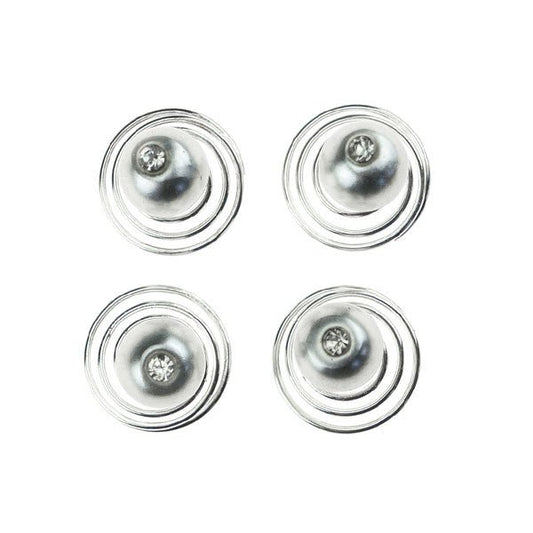 Curlies met parel zilverkleurig facet 4 stuks