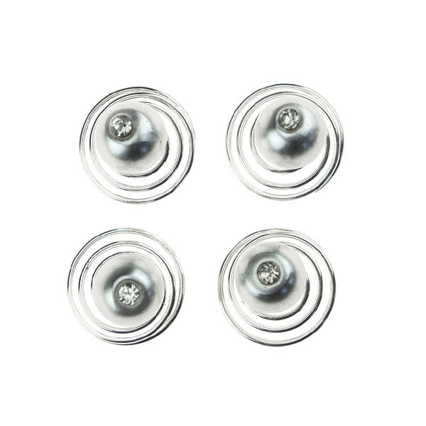 Curlies met parel zilverkleurig facet 4 stuks