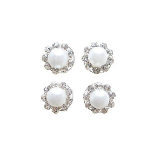 Curlies parel met strass steentjes rondom 4 stuks