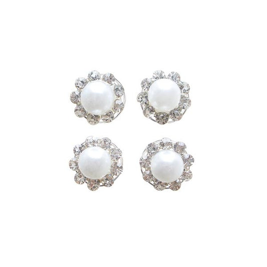Curlies parel met strass steentjes rondom 4 stuks