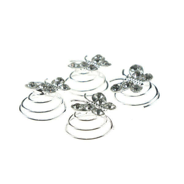 Curlies vlinder zilverkleurig 4 stuks