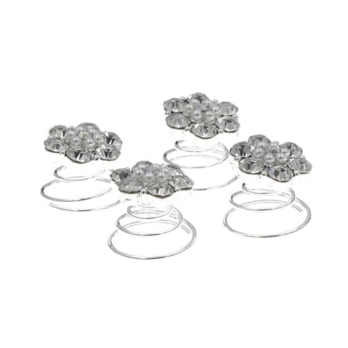 Curlies zilverkleurig bloem zes bladeren 4 stuks