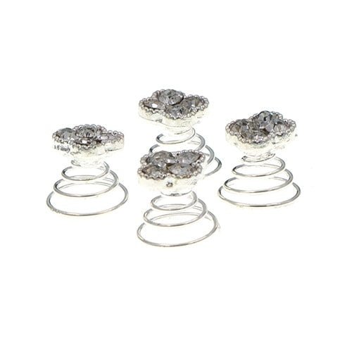 Curlies zilverkleurig klaver vier 4 stuks