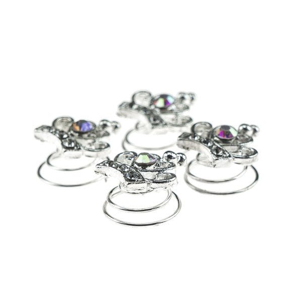 Curlies zilverkleurig kroon facet 4 stuks