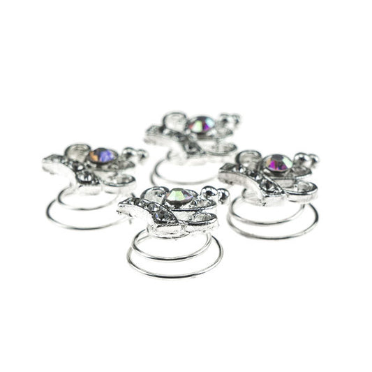 Curlies zilverkleurig kroon facet 4 stuks