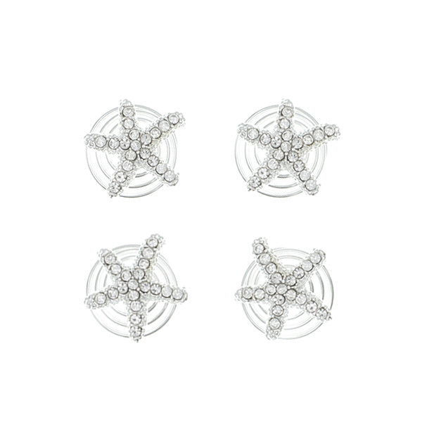 Curlies zilverkleurig zeester 4 stuks
