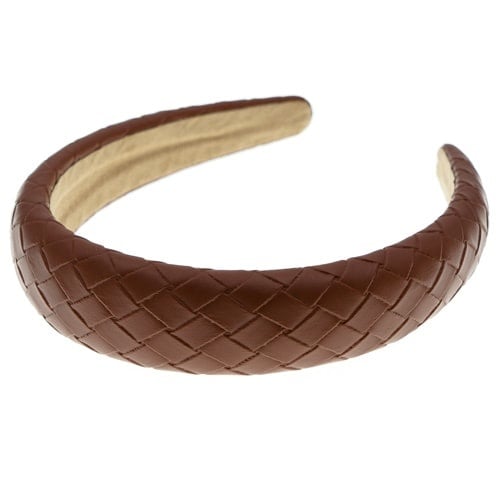 Diadeem gevlochten leather look bruin