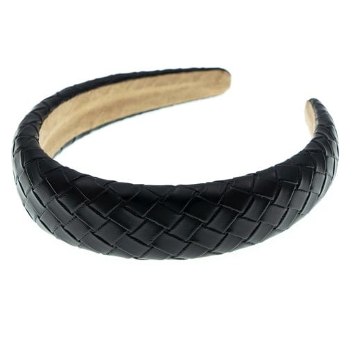 Diadeem gevlochten leather look zwart