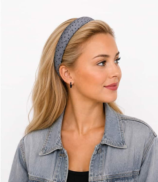 Diadeem grijs met zwarte stippen