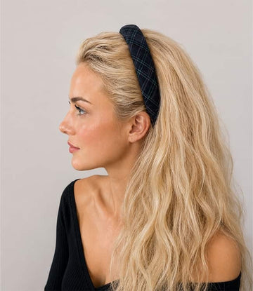 Diadeem donkerblauw geruit