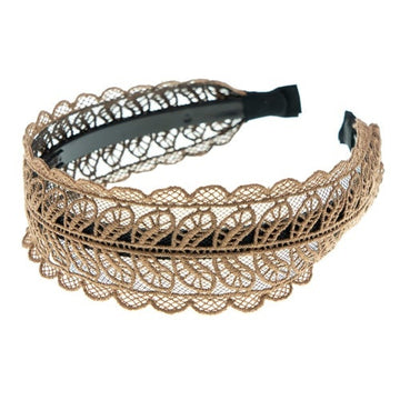Diadeem breed met kant bruin