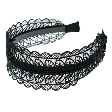 Diadeem breed met kant zwart