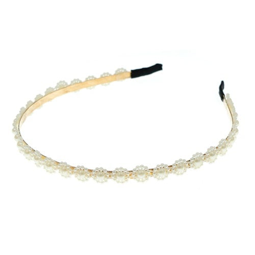 Diadeem goudkleurig met crèmekleurig bloemen