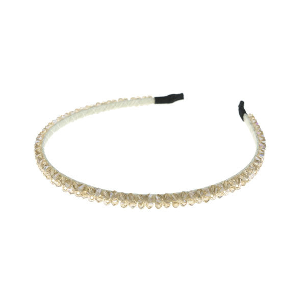 Diadeem met strass kralen kleur crèmekleurig