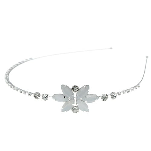 Diadeem zilverkleurig white flower
