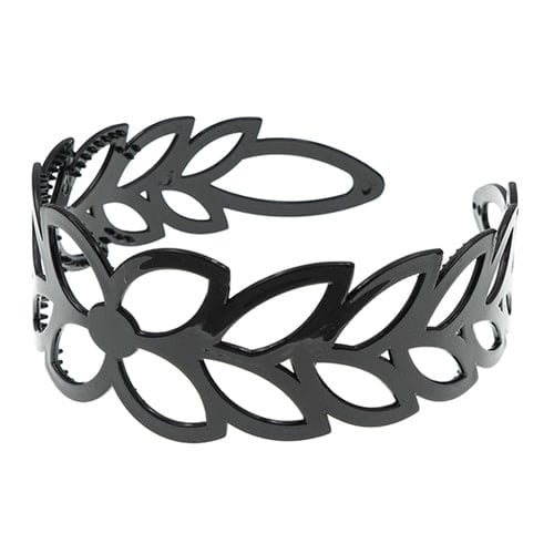 Diadeem zwart breed bladeren