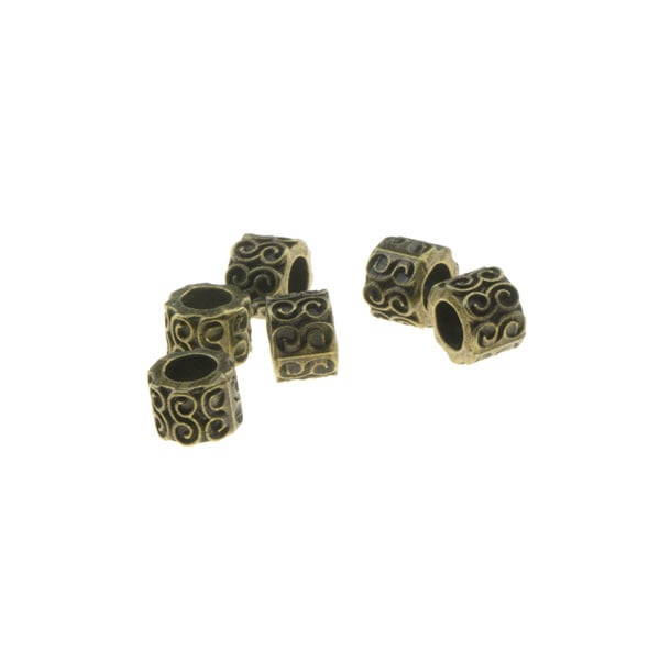 Dreadlock bead 6 stuks golven bronskleurig