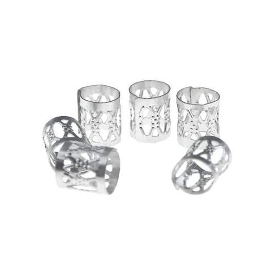 Dreadlock bead cuff 6 stuks zilverkleurig