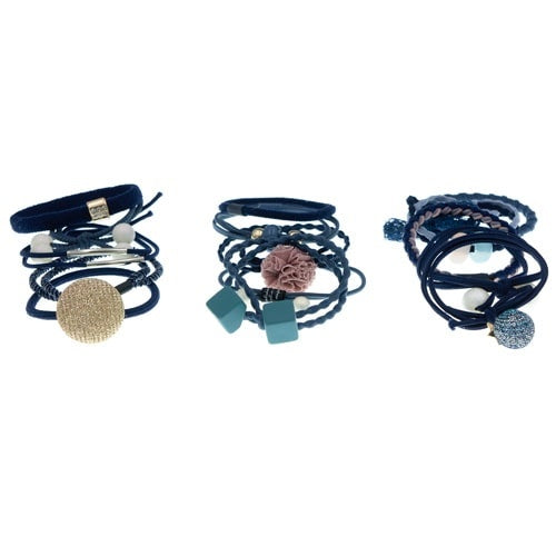Gift set haarelastieken 15 stuks blauw