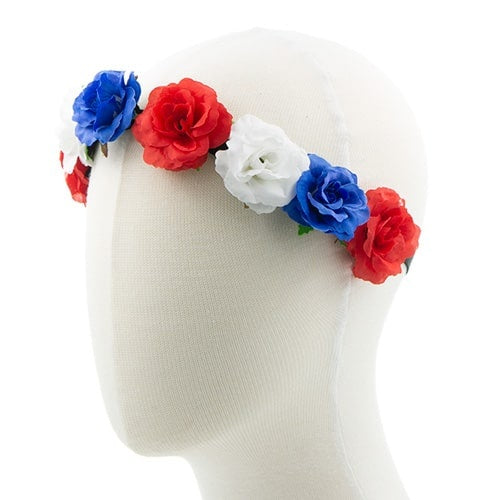 Haarband rozen rood wit blauw