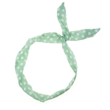 Haarband sjaal retro polkadot mintgroen wit