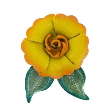 Haarbloem leer Urban Hippies geel