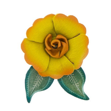 Haarbloem leer Urban Hippies geel