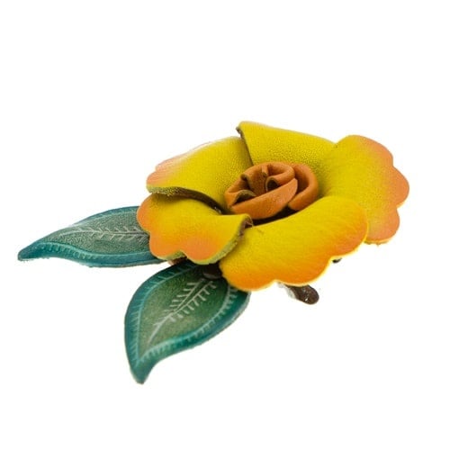 Haarbloem leer Urban Hippies geel