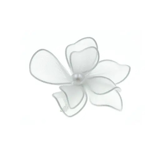 Haarbloem nylon transparant wit