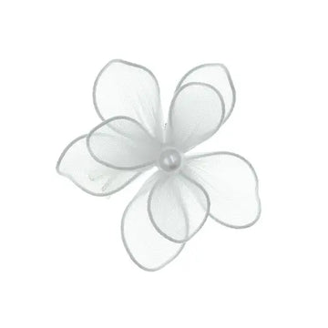 Haarbloem nylon transparant wit