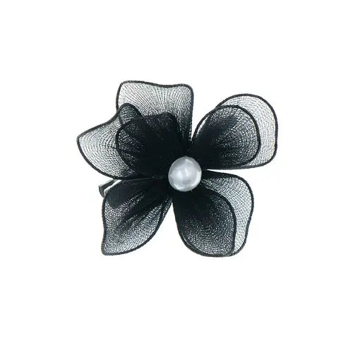 Haarbloem nylon transparant zwart