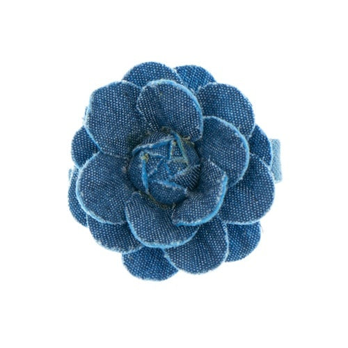 Haarbloem spijkerstof blauw