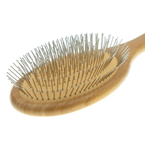 Houten haarborstel metalen pinnen